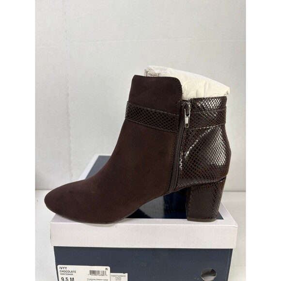 Karen Scott Women's Ivyy Chocolate Snake Print Toe Ankle Boots Shoes Size 9.5M - Picture 2 of 6